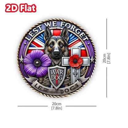 Don't Forget War Dog Purple Poppy Aluminum Sign