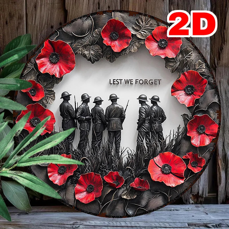 Lest We Forget - Soldier Crew Art Aluminum Sign