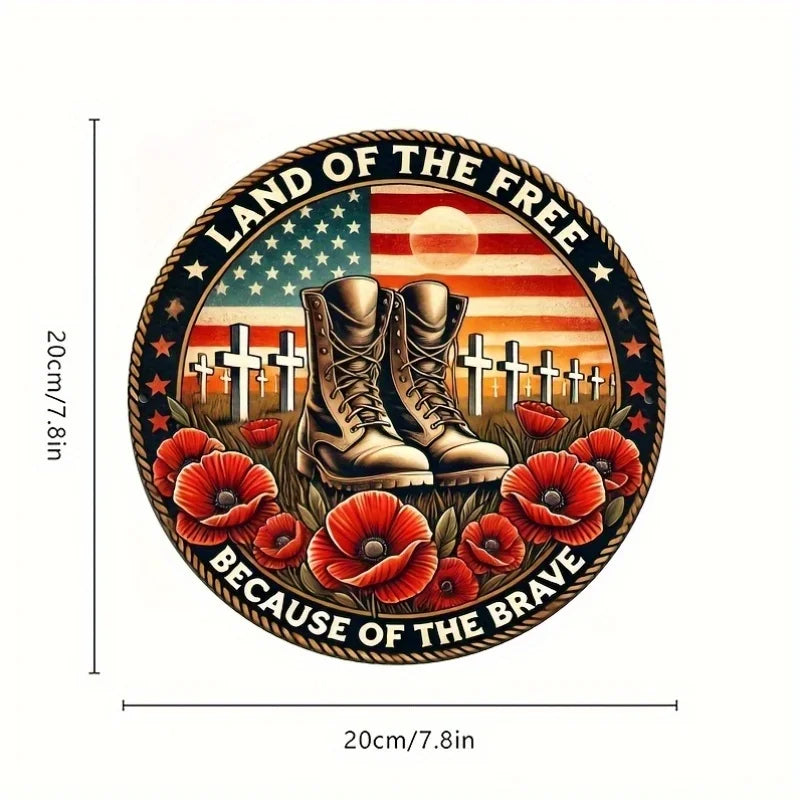 Land of the Free Because of the Brave Design with American Flag
