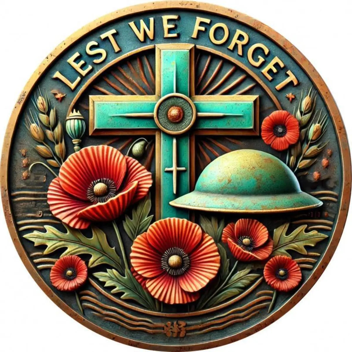 Lets We forget Remembrance Day Metal Decor
