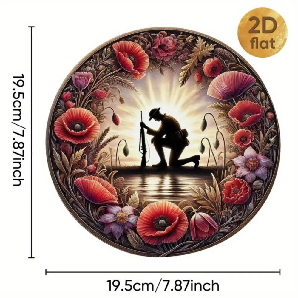 Patriotic Soldier Poppy field Remembrance Day Metal Art