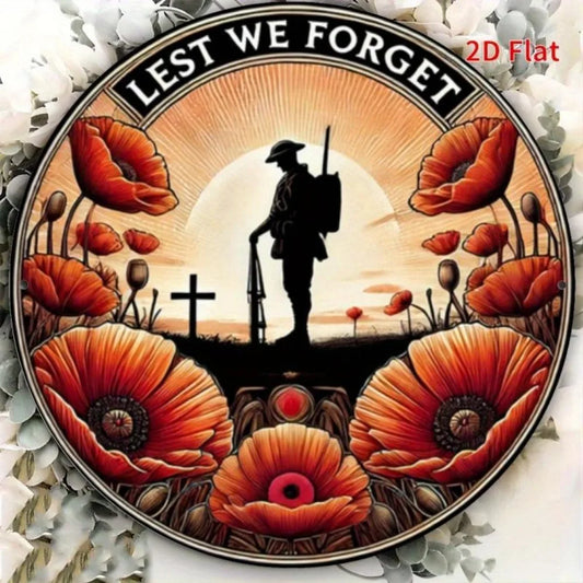Remembrance  Soldier Silhouette, Sunset & Poppy Metal Art