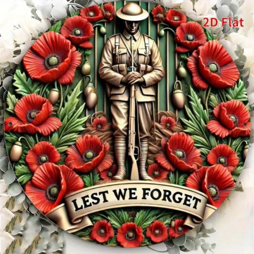 Soldier Poppy Memorial - Metal Art Decor