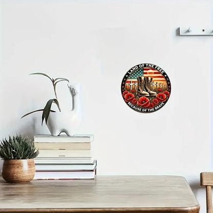 Land of the Free Because of the Brave Design with American Flag
