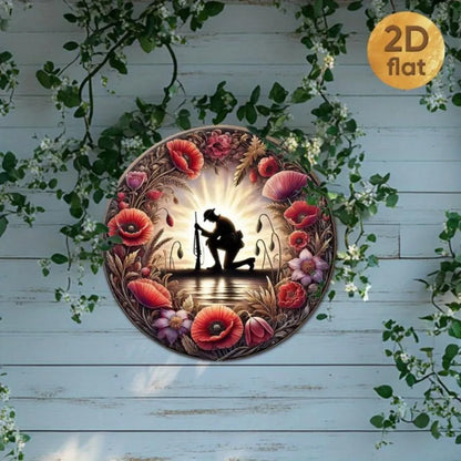 Patriotic Soldier Poppy field Remembrance Day Metal Art