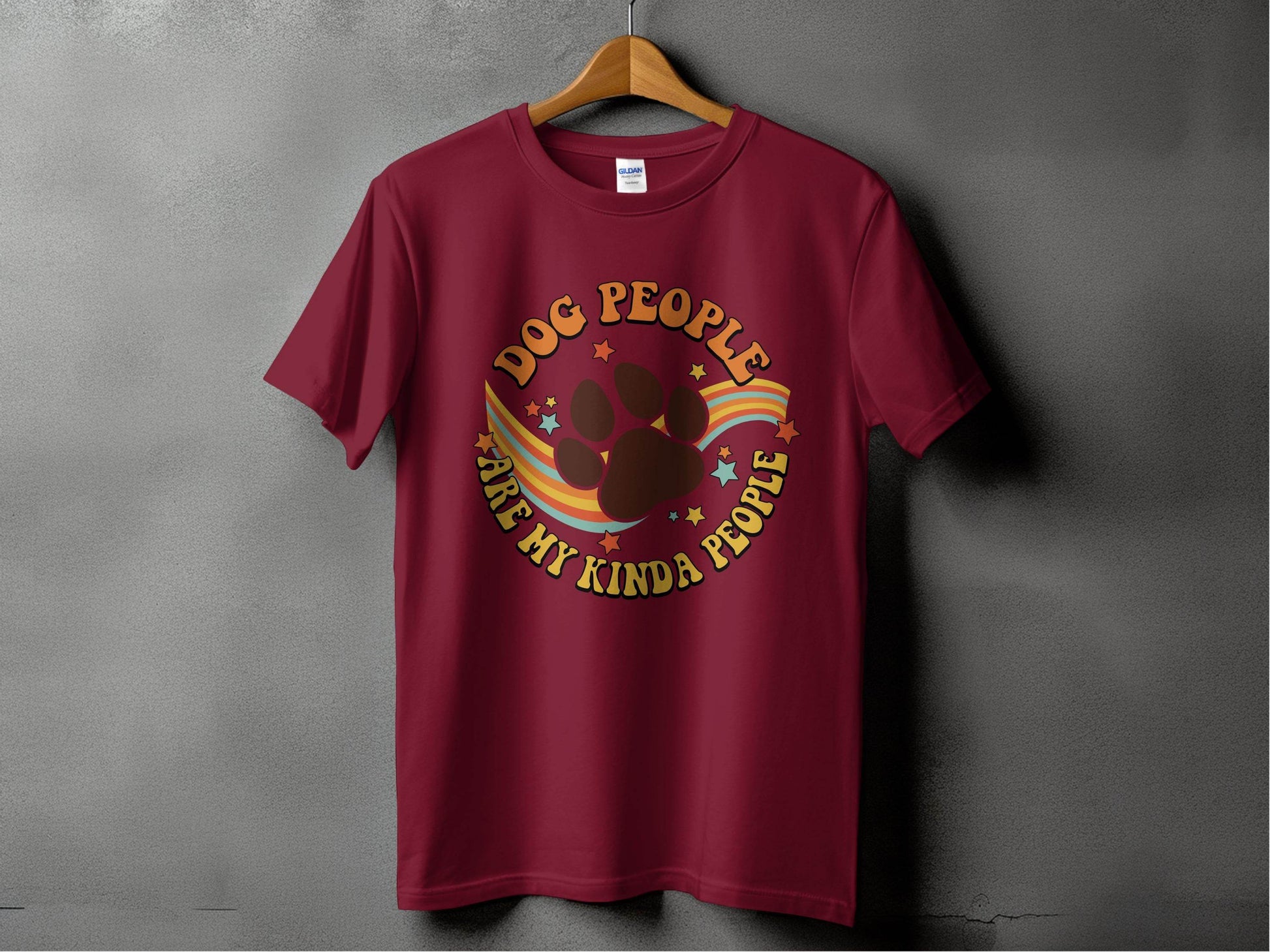Dog People Are My Kinda People Retro Style Dog Paw T-Shirt - Design & Vybe
