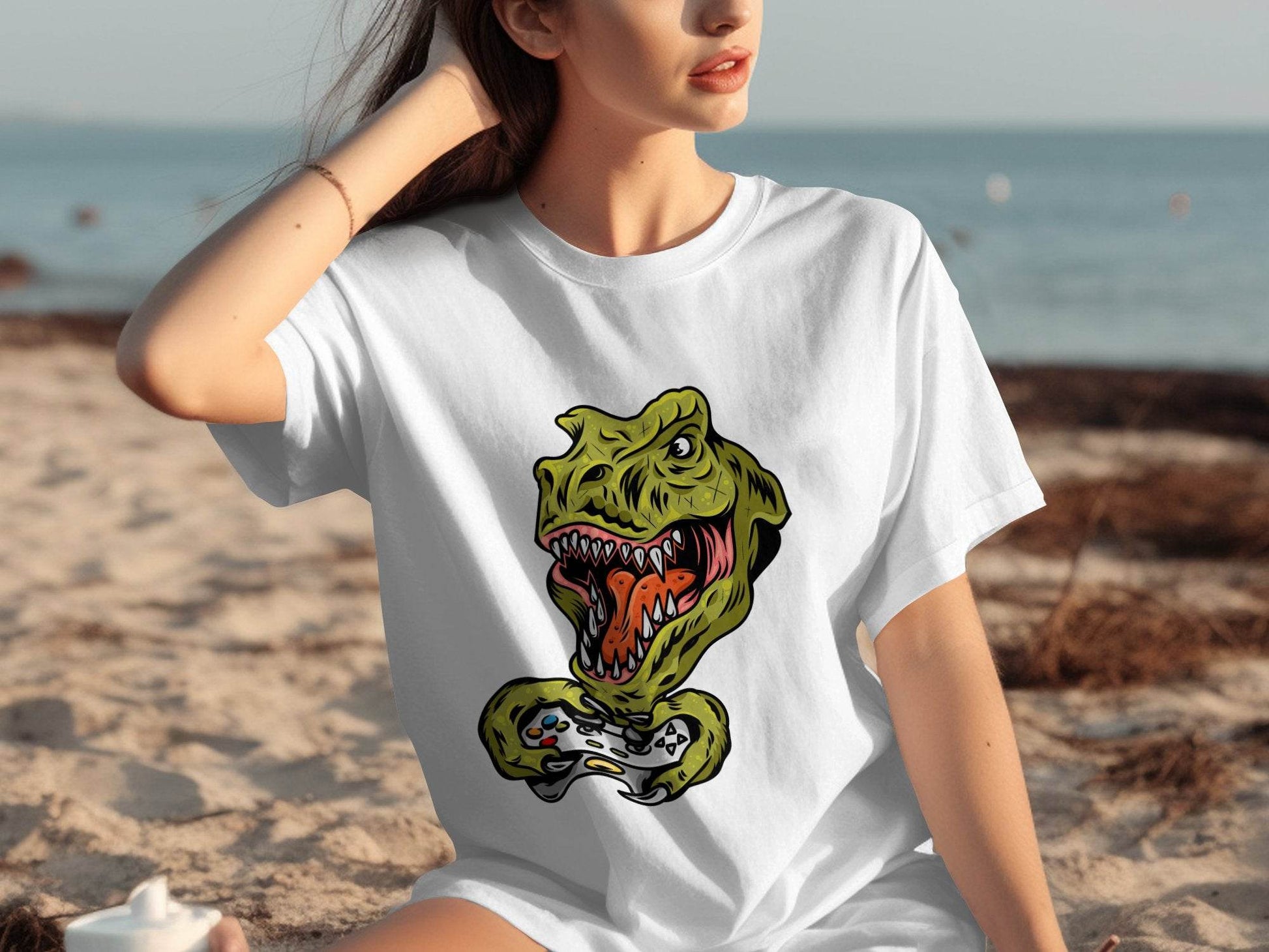 Dinosaur Gaming Graphic Design T-Shirt - Design & Vybe