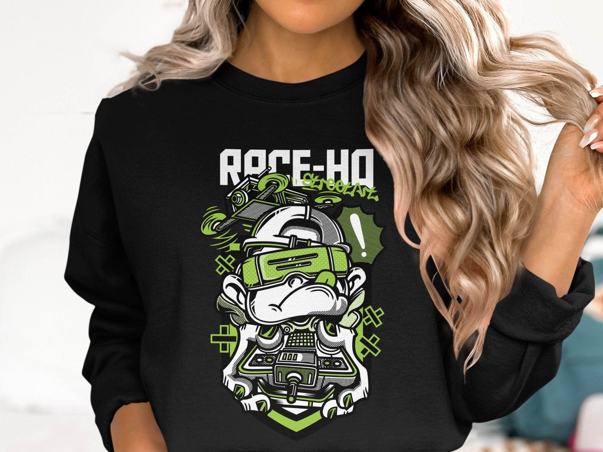 Street Art Monkey with Console Graphics Cool Sweater - Design & Vybe