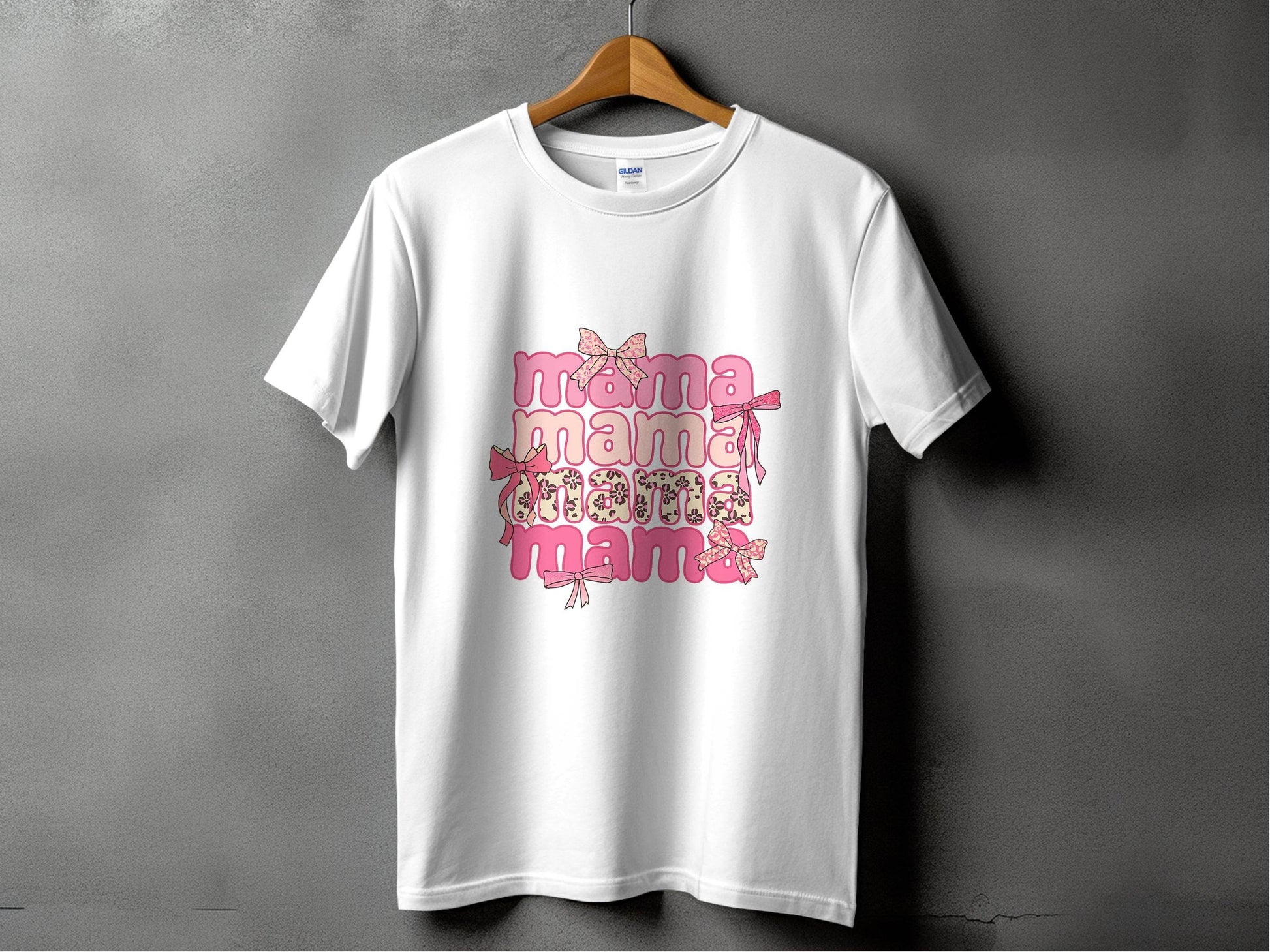 Mama Repeated With Bows Pink Themed Artwork T-Shirt - Design & Vybe