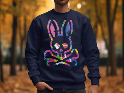 Colorful Skull Bunny Graphic Sweater - Design & Vybe