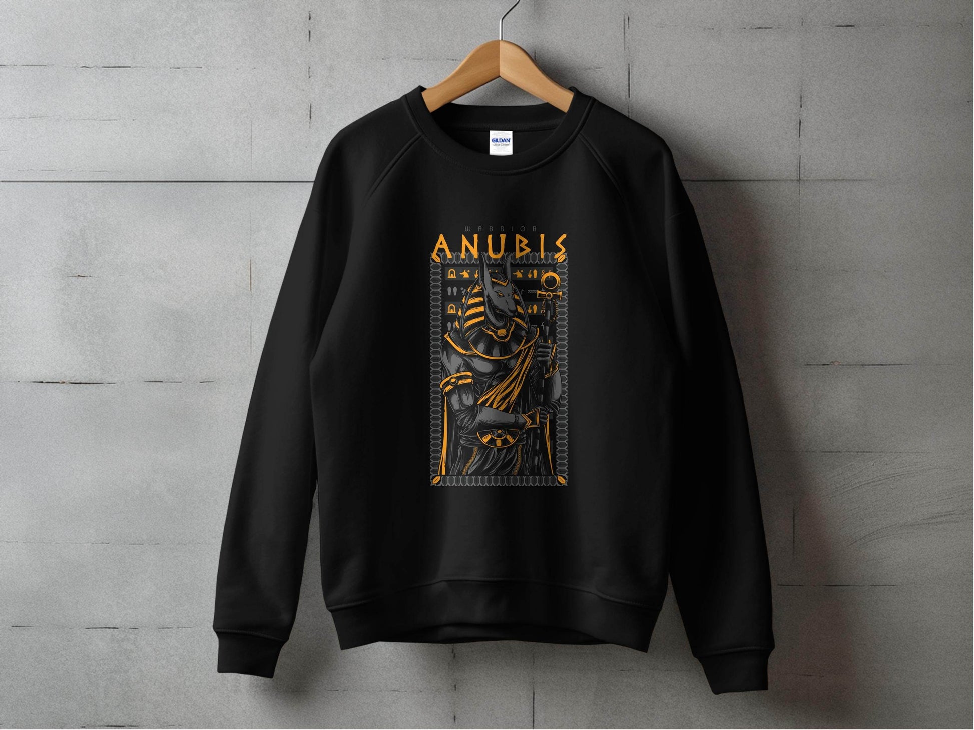 Anubis Warrior with Hieroglyphs Illustration Graphic Sweater - Design & Vybe