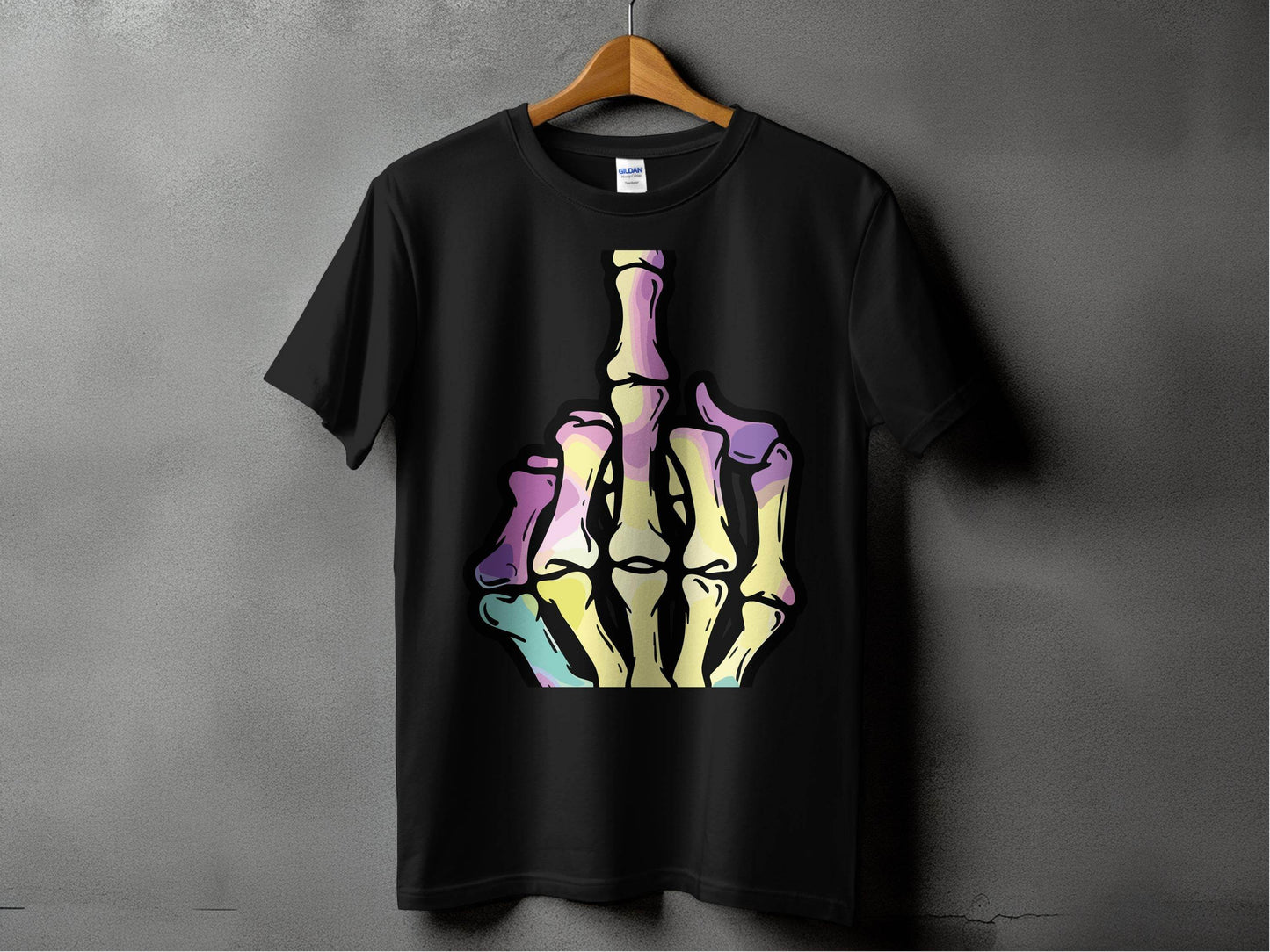 Colorful Skeleton Hand Gesture Graphic T-Shirt - Design & Vybe