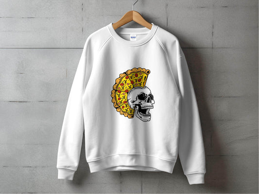 Skull with Pizza Hairstyle Graphic Novelty Design Sweater - Design & Vybe