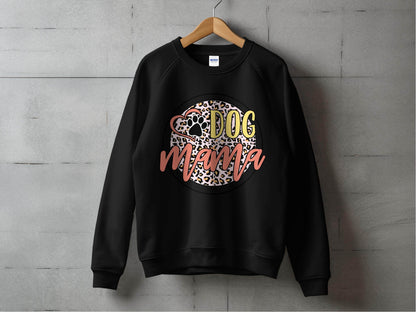 Dog Mama Paw Print On Leopard Print Background Sweater - Design & Vybe