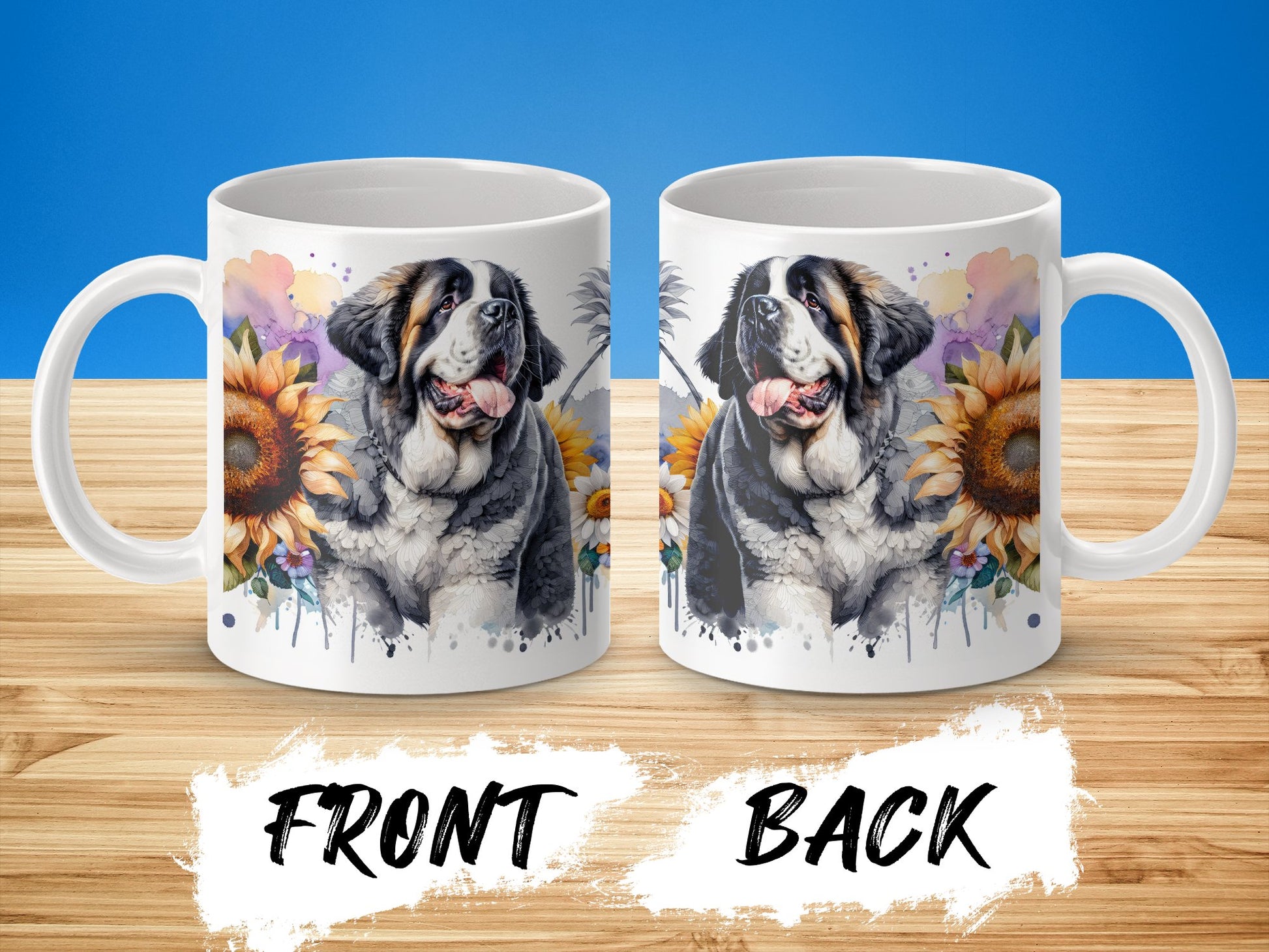 Colorful Dog and Sunflower Print Ceramic Mug product