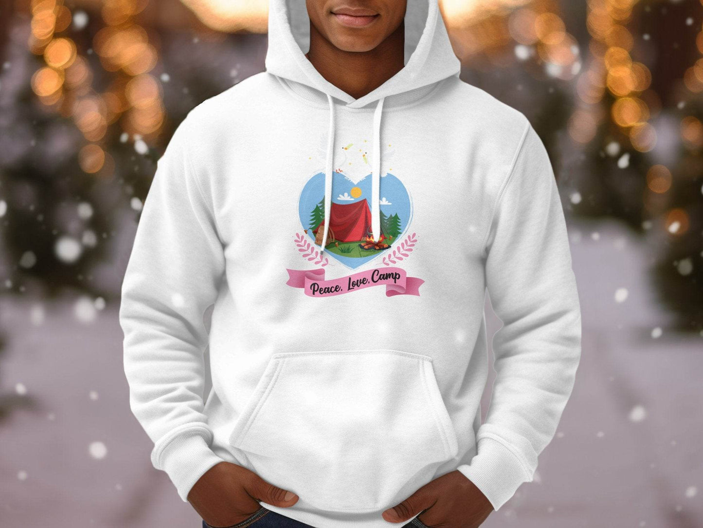 Peace Love Camp Heart and Tent Design Pigeon Art Hoodie - Design & Vybe