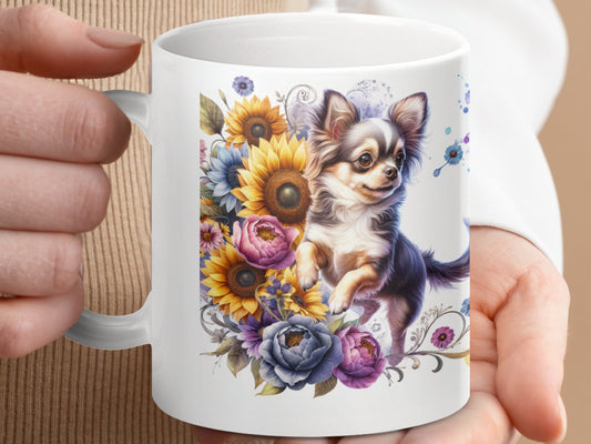 Cute Chihuahua and Sunflowers Coffee Mug product