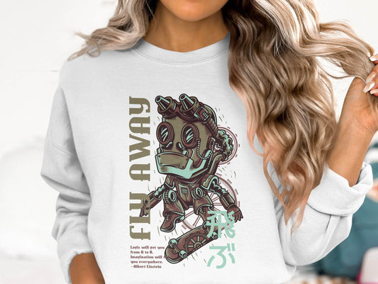 Fly Away Robot Design Featuring Einstein Quote Sweater - Design & Vybe