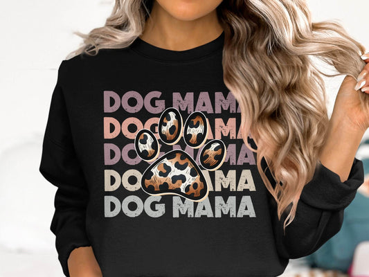 Dog Mama Paw Print Repeating Wording Design Image Sweater - Design & Vybe