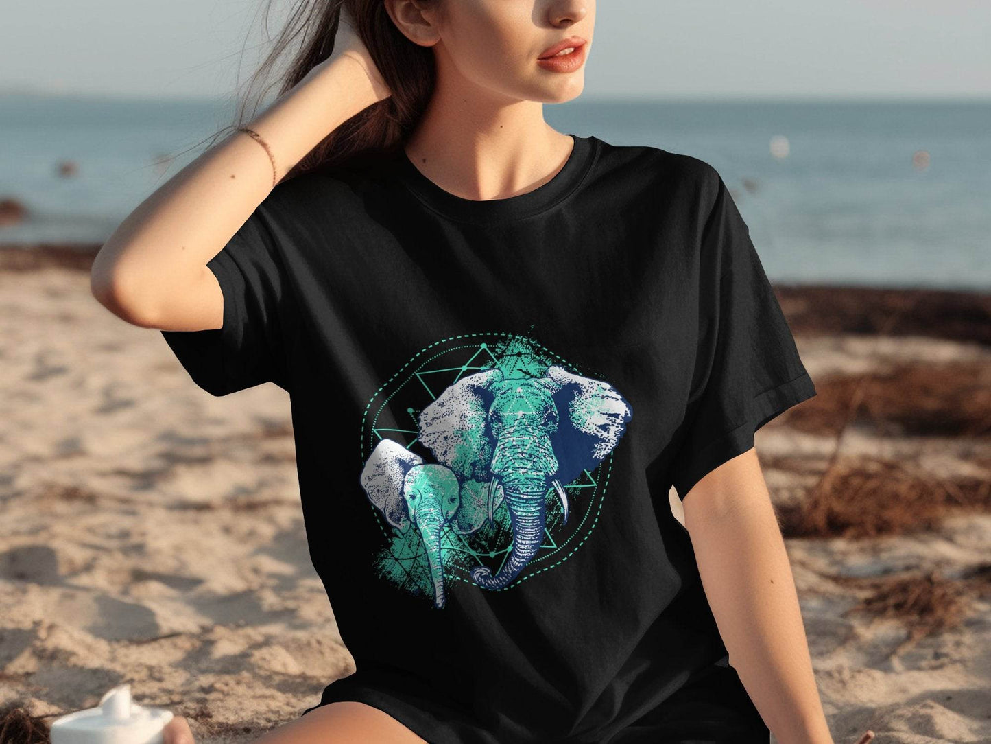 Stunning Elephant Graphic Blue Nature Design T-Shirt - Design & Vybe