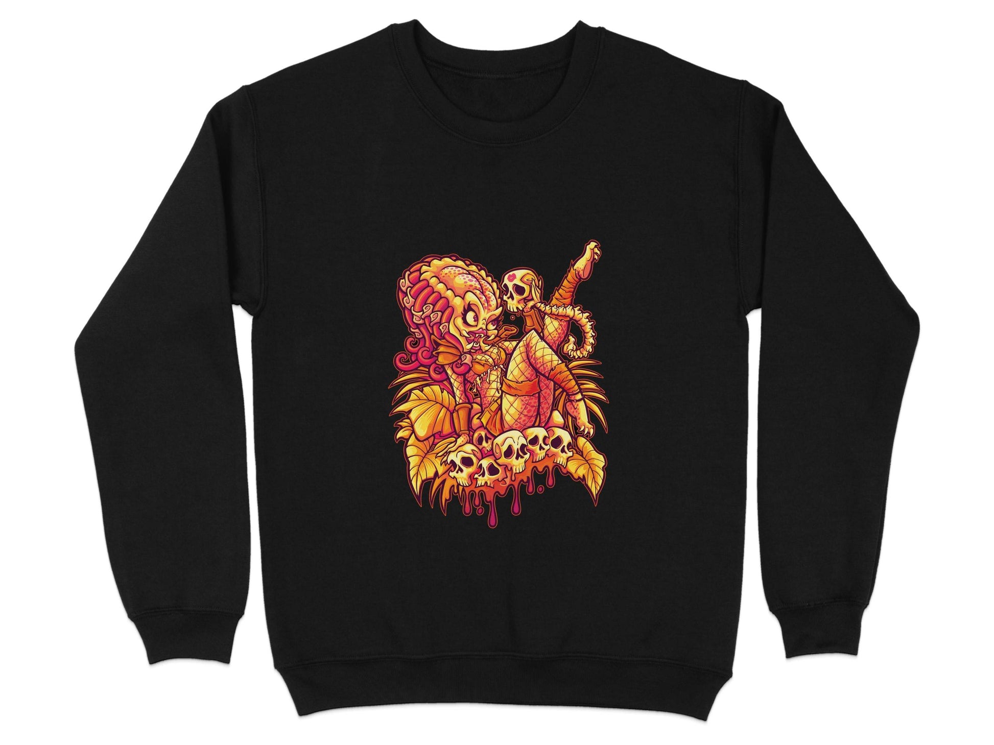 Predator Resting Atop Skulls Graphic Sweater - Design & Vybe