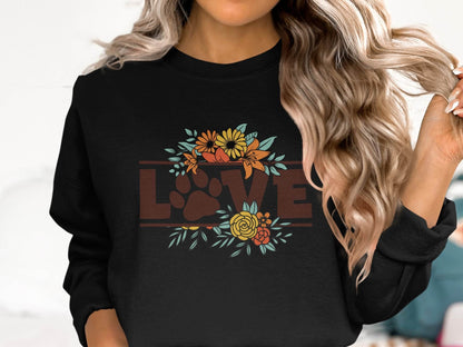 Floral Love Paw Print Design Graphic Flower Design Sweater - Design & Vybe