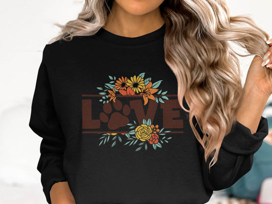 Floral Love Paw Print Design Graphic Flower Design Sweater - Design & Vybe