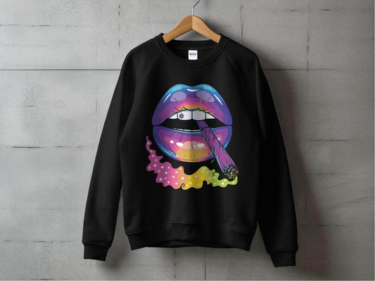 Colorful Lips Smoking Weed Design Sweater - Design & Vybe