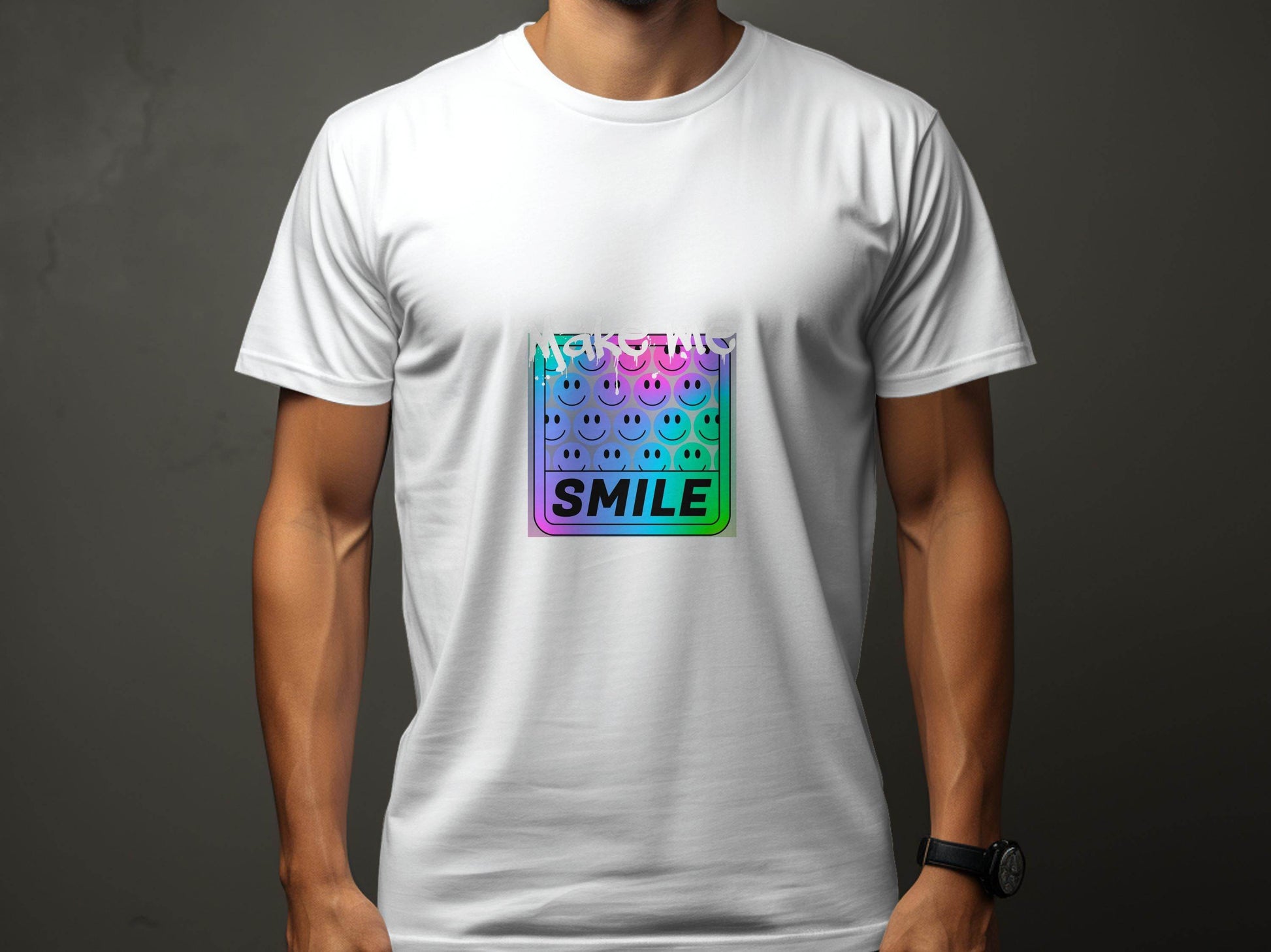 Make Me Smile Rainbow Gradient Design Graphic T-Shirt - Design & Vybe