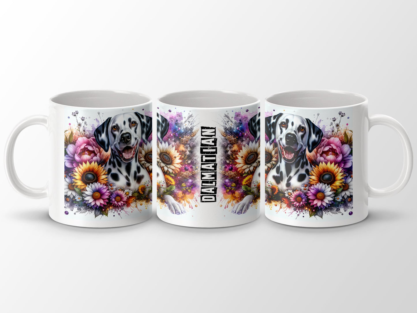 Dalmatian Dog with Vibrant Floral Design Mug product