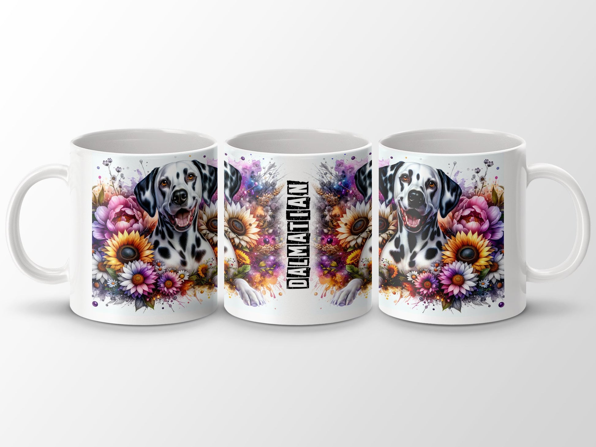 Dalmatian Dog with Vibrant Floral Design Mug product