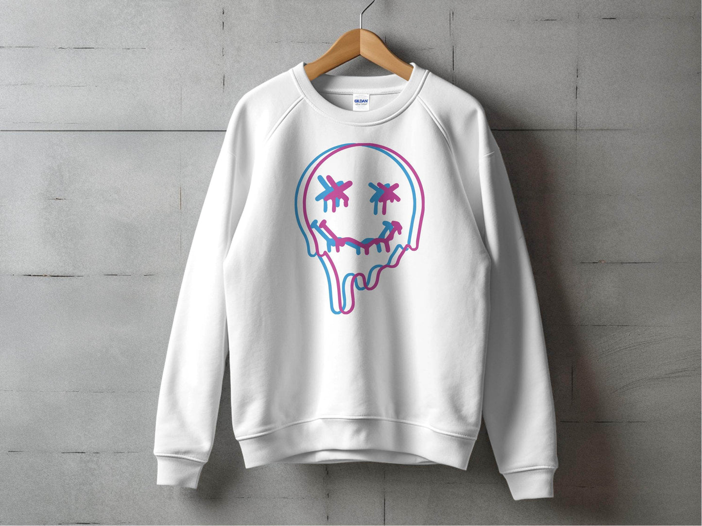 Unique Funny Dripping Smiley Graffiti Dead Face Graphic Sweater - Design & Vybe