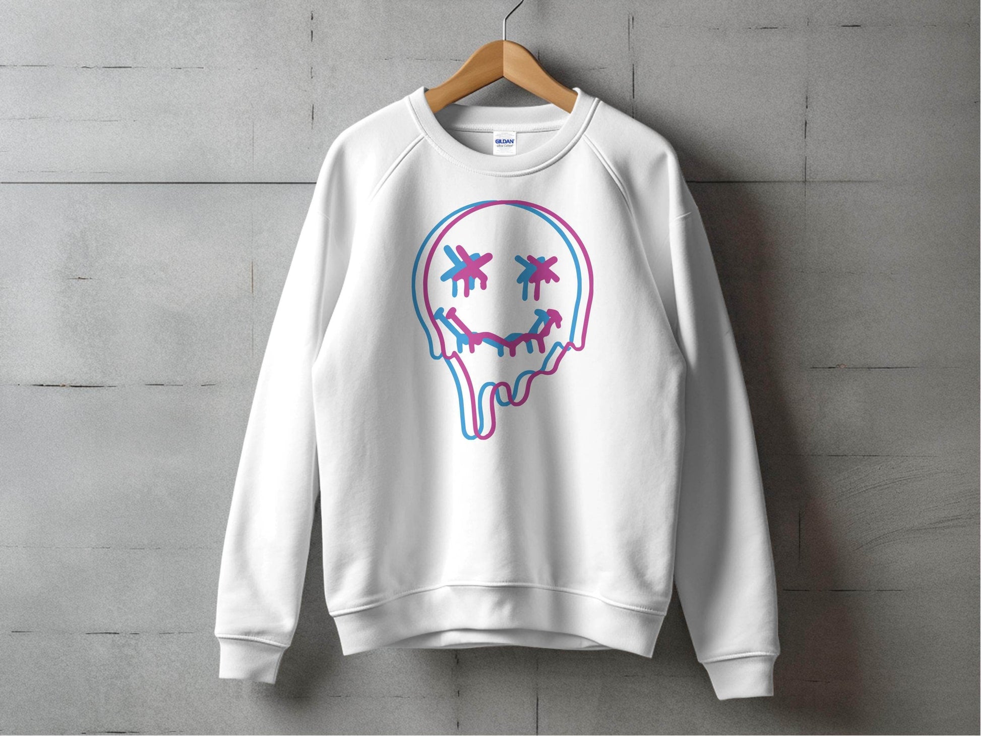 Unique Funny Dripping Smiley Graffiti Dead Face Graphic Sweater - Design & Vybe