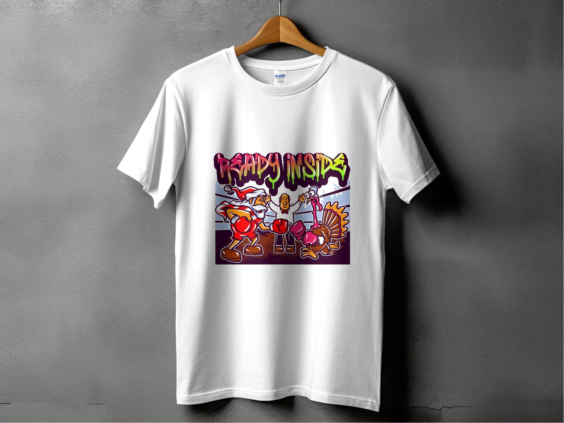Ready Inside Graphic Santa and Turkey T-shirt product