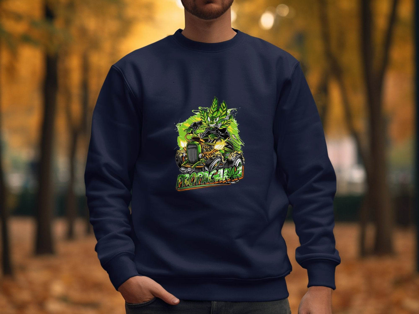 Propaganja Leaf Hot Rod Rider Graphic Print Design Sweater - Design & Vybe