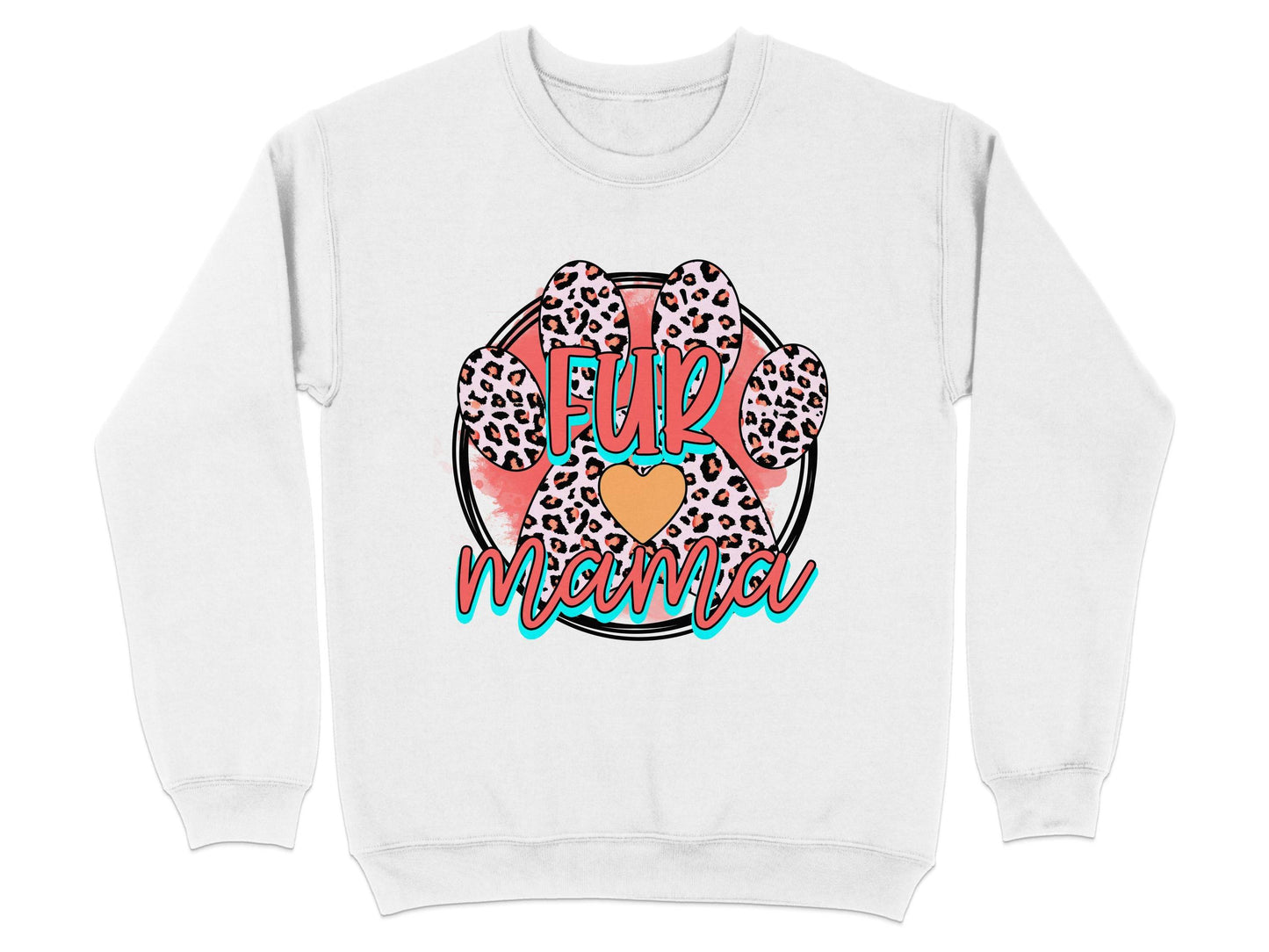 Fur Mama With Leopard Pattern Paw Print Graphic Sweater - Design & Vybe