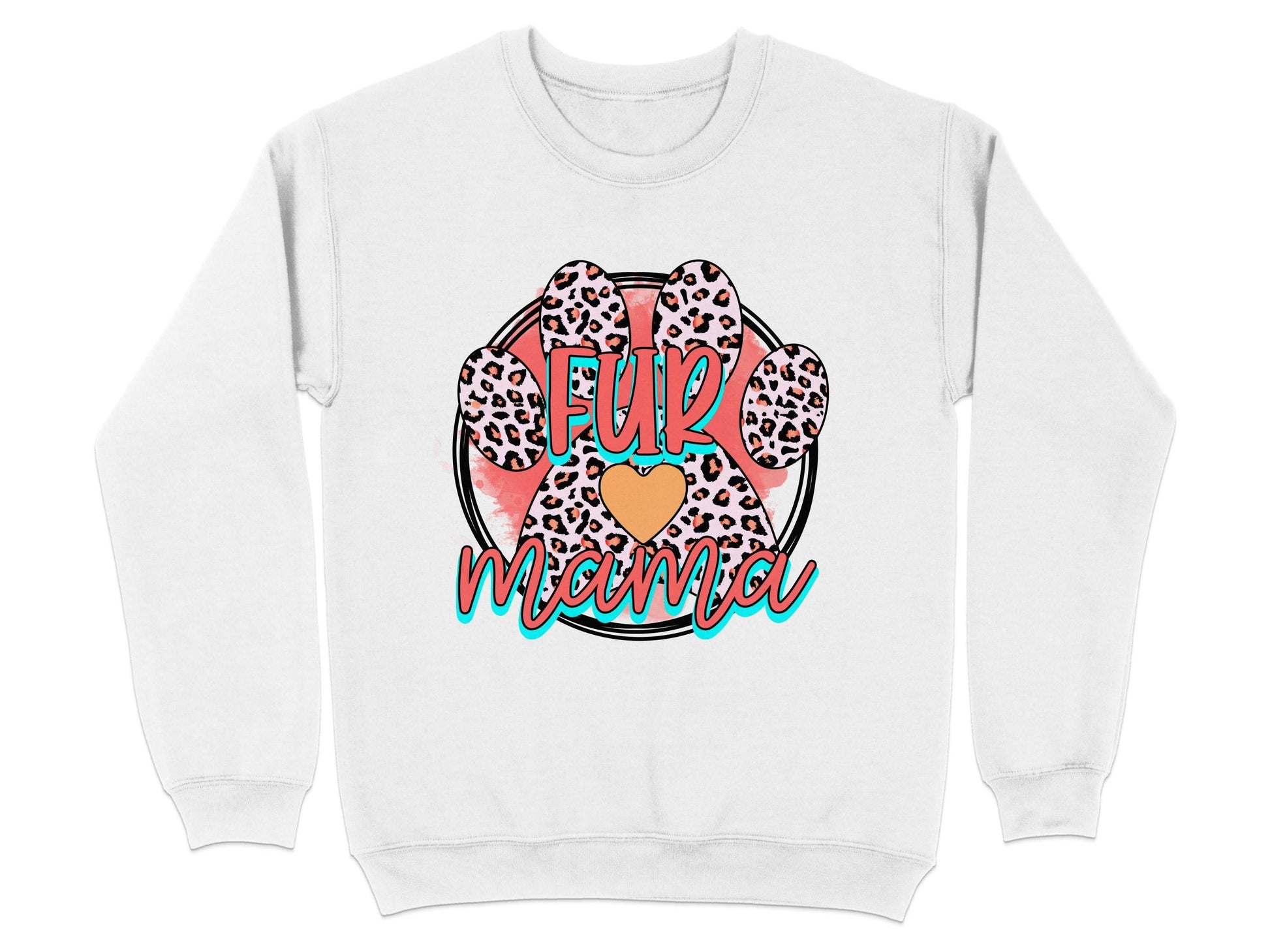 Fur Mama With Leopard Pattern Paw Print Graphic Sweater - Design & Vybe