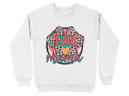 Fur Mama With Leopard Pattern Paw Print Graphic Sweater - Design & Vybe