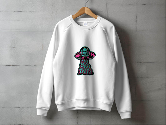 No Bad Trips Graphic Alien UFO Graphic Novelty Sweater - Design & Vybe