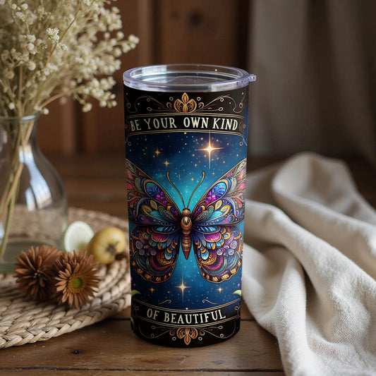 Be Your Own Kind Of Beautiful Butterfly Floral Design Tumbler - Design & Vybe