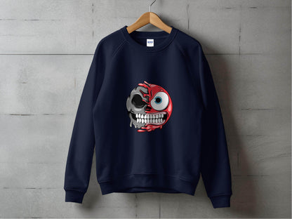 Half Skull And Cartoon Face Fun Graphic Design Sweater - Design & Vybe