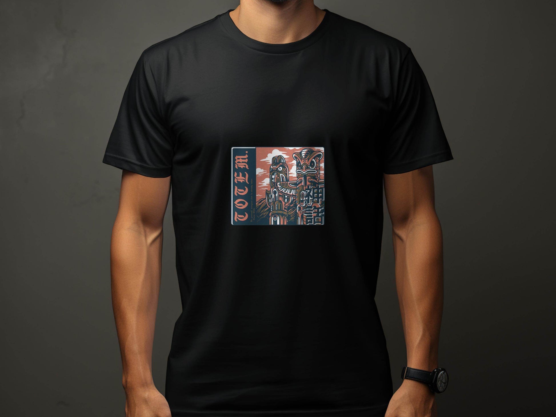 Totem Poles with Quote Be Yourself Oscar Wilde T-Shirt - Design & Vybe