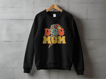 Retro Leopard Dog Mom Paw Print Design Great Gift Sweater - Design & Vybe