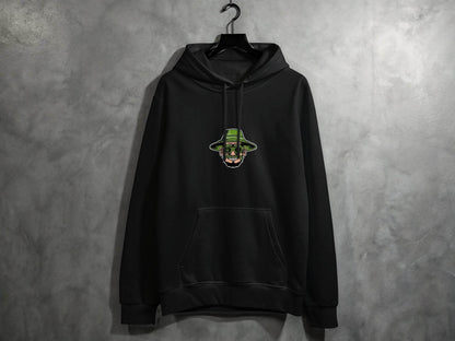Green Bearded Man With Weed Hat Cartoon Design Hoodie - Design & Vybe