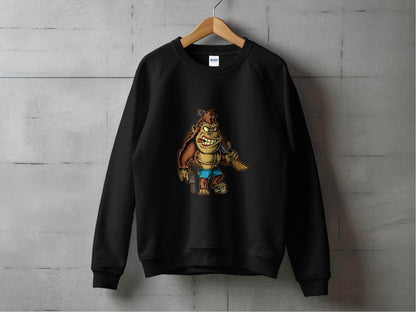 Fierce Smooking Gorilla with Gun Graphic Printed Sweater - Design & Vybe