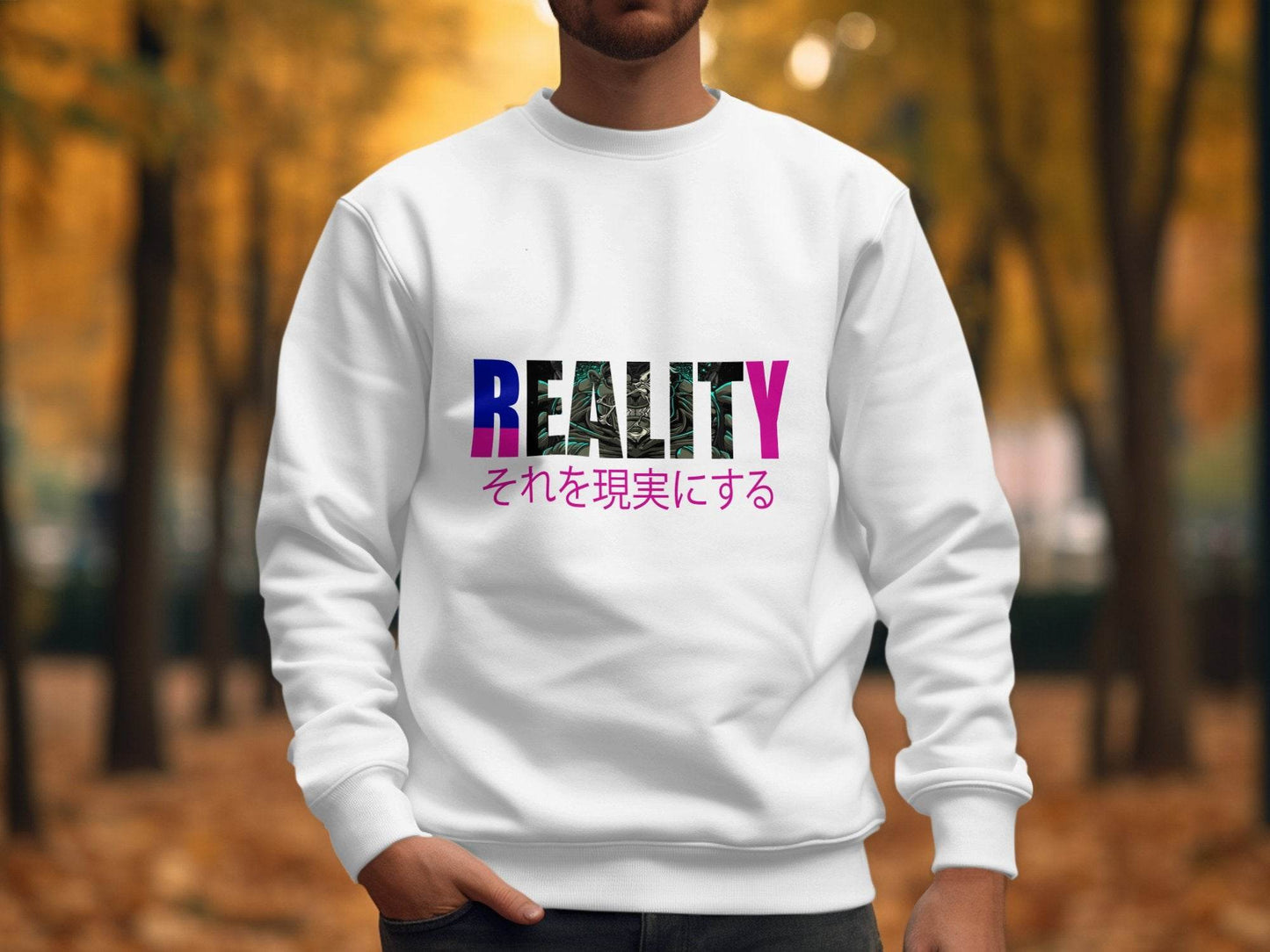 Reality Monster Japanese Phrase Graphic Design Sweater - Design & Vybe