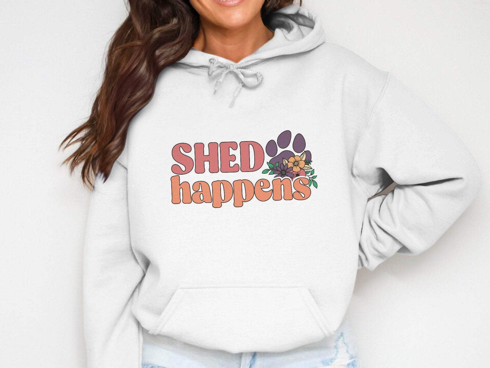 Shed Happens Dog Paw with Flowers Funny Dog Lover Hoodie - Design & Vybe