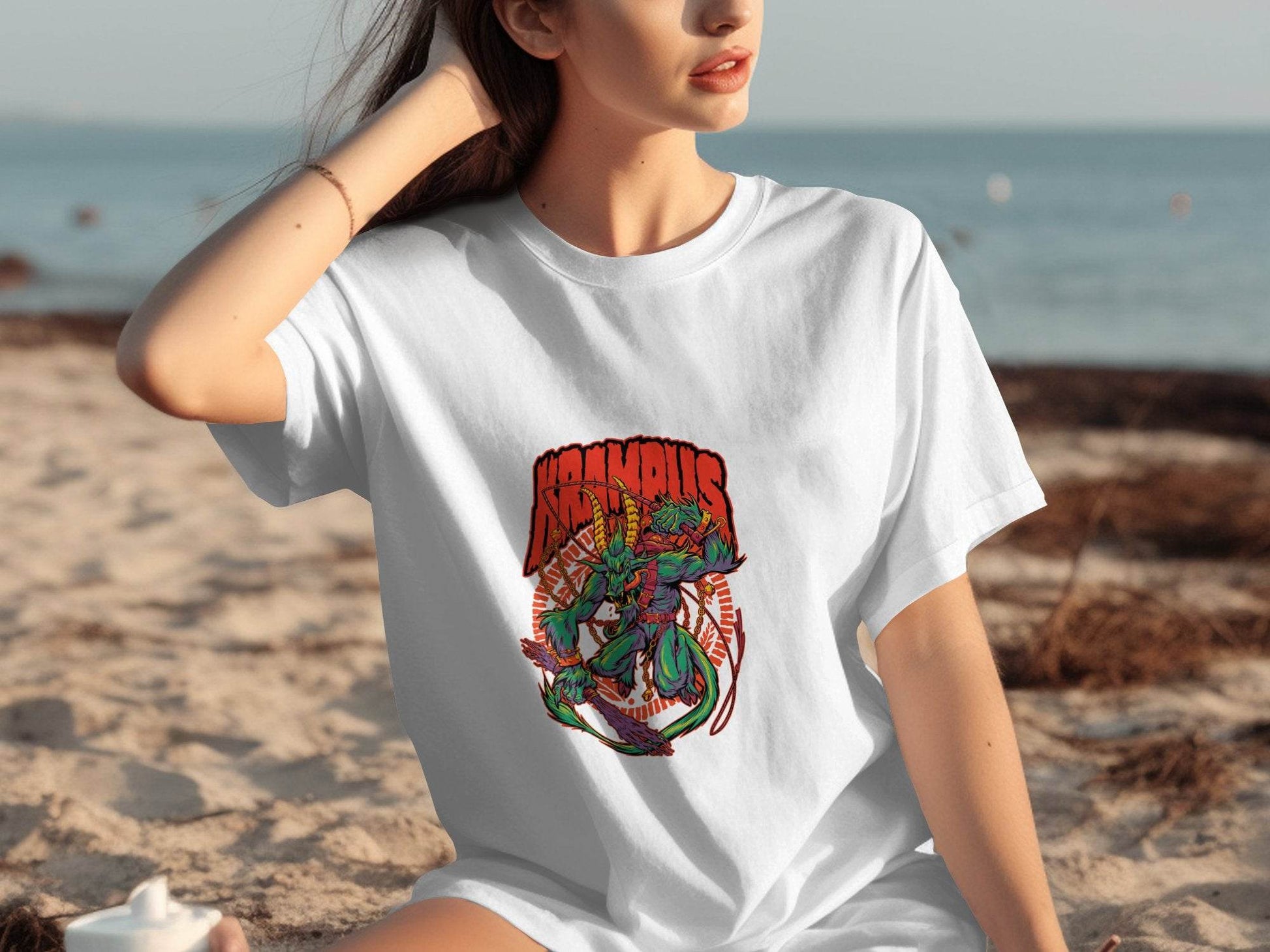 Krampus Demon and Chains Illustration Graphic T-Shirt - Design & Vybe