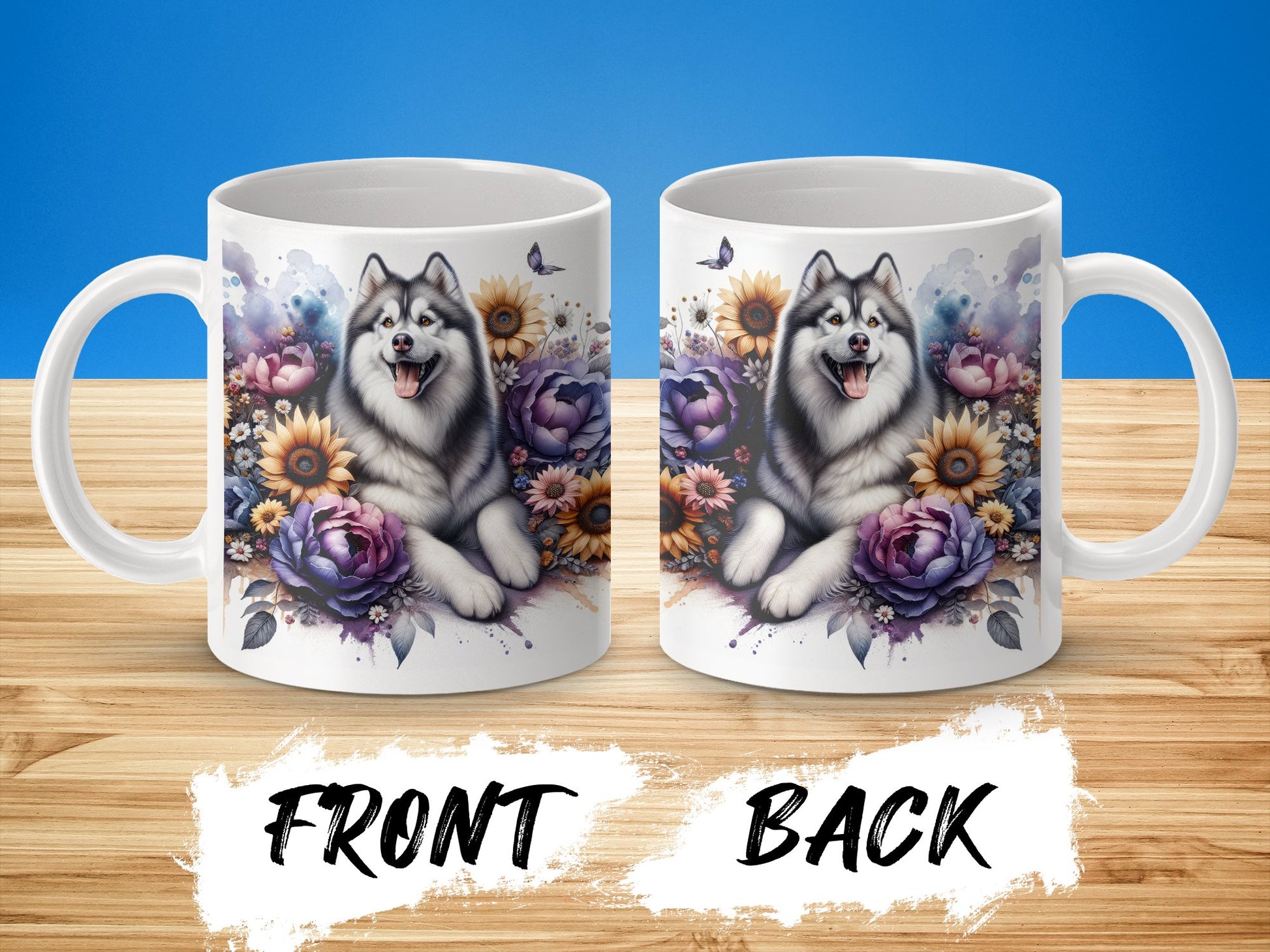 Beautiful Floral Husky Ceramic Coffee Mug Product