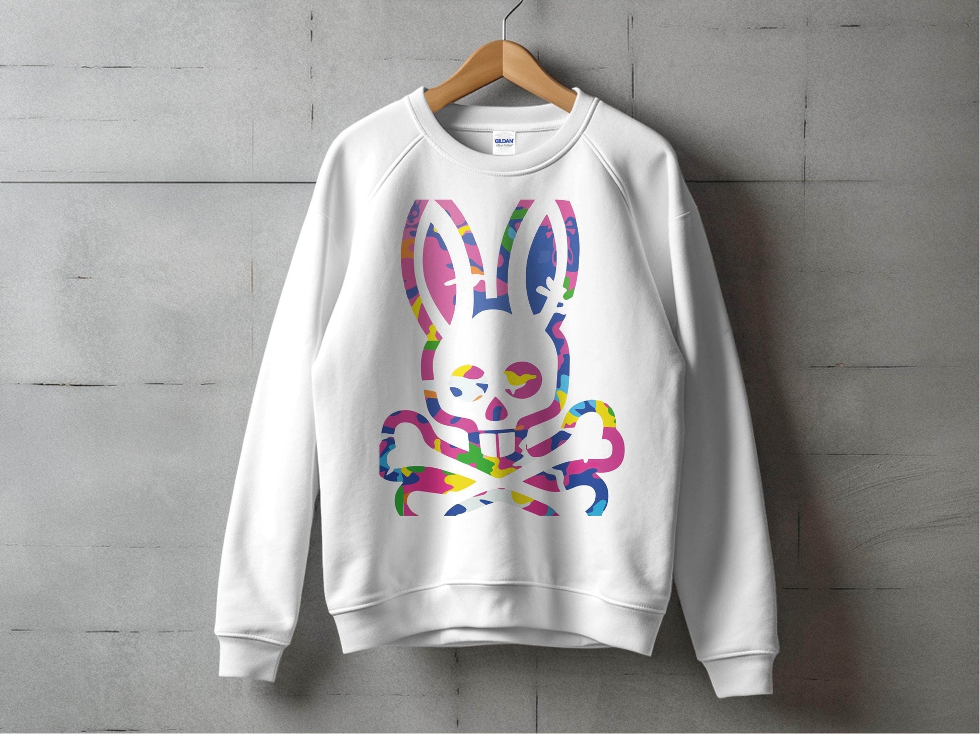 Colorful Skull Bunny Graphic Sweater - Design & Vybe